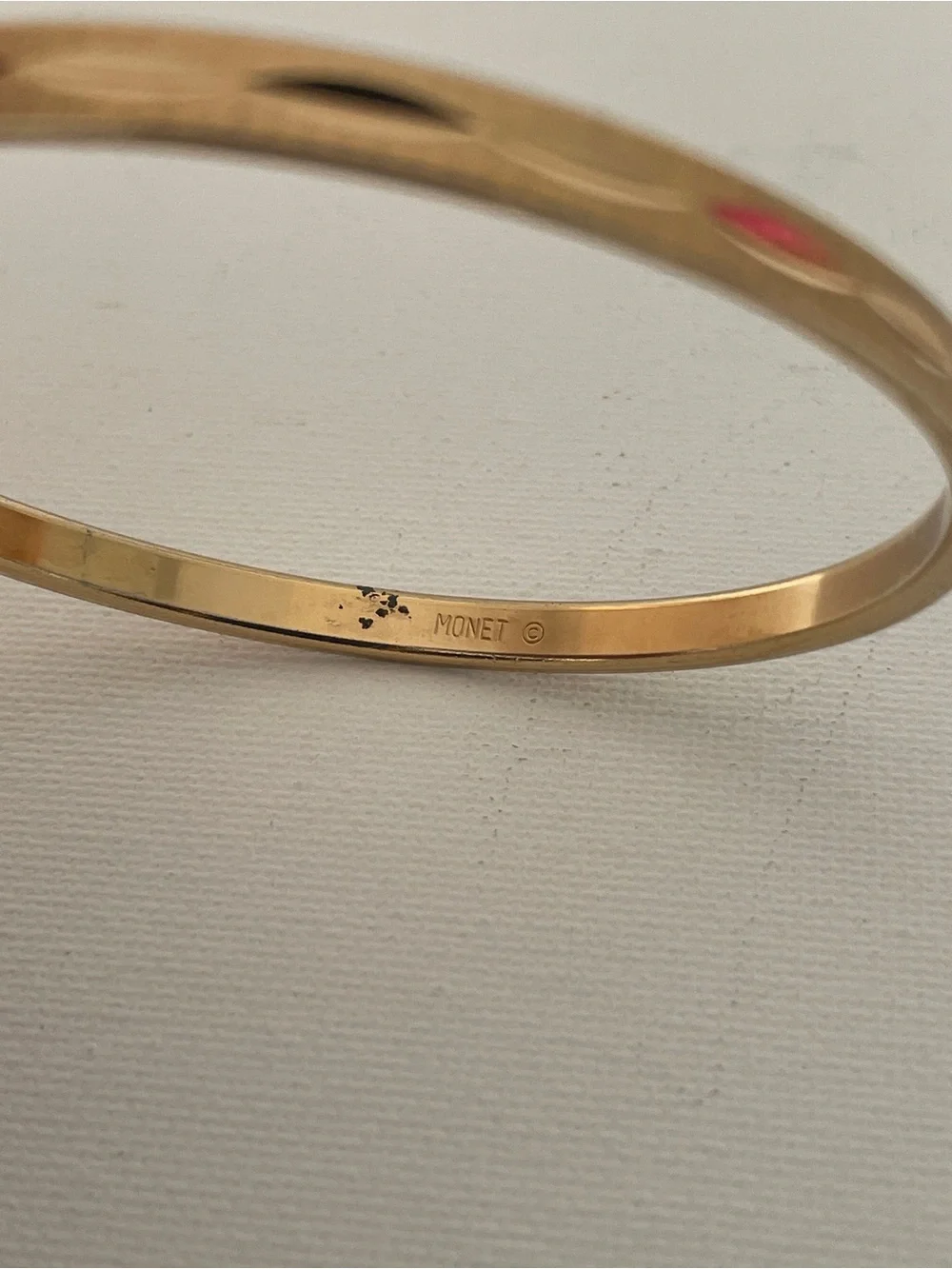 Vintage Monet Bangle Bracelets Set of 3 Gold Plate and Black Enamel Size 7.75